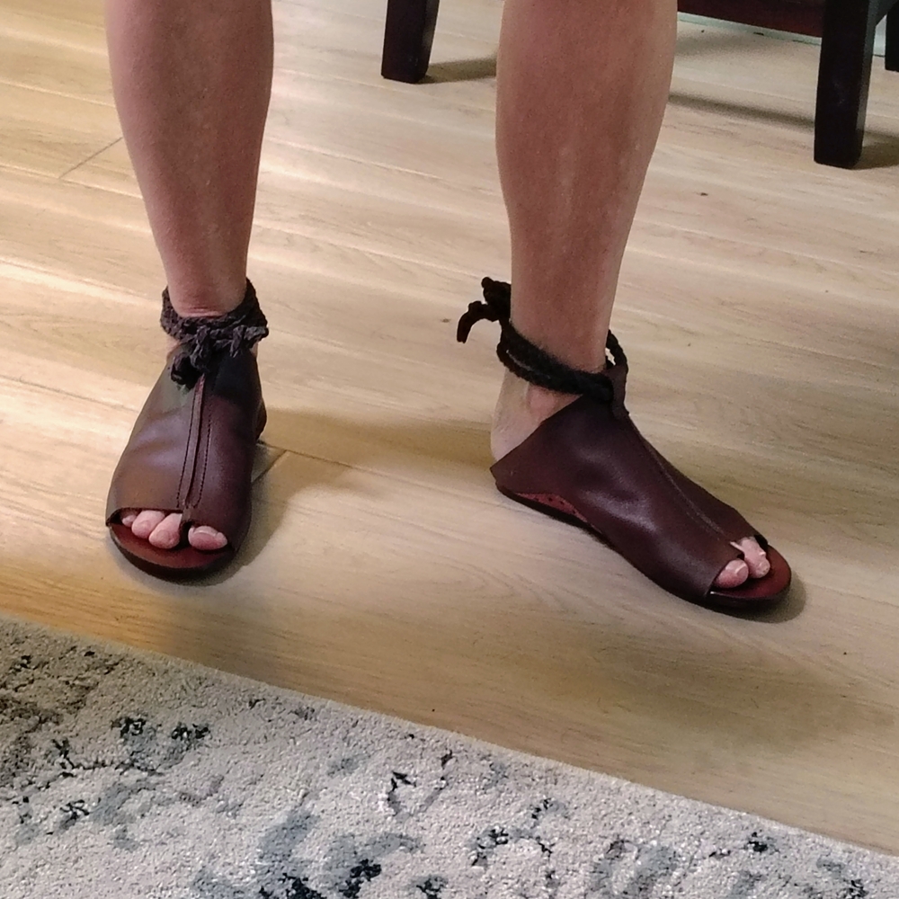 Free People Brown Leather Sandals with Ankle Straps